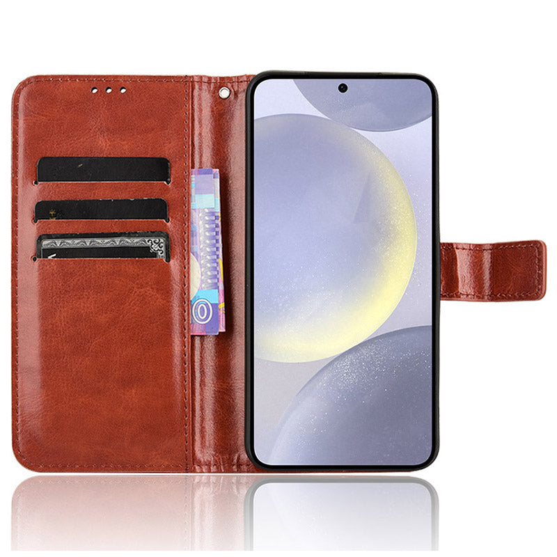 For Samsung Galaxy S24+ Crazy Horse Pattern Leather Case Wallet Stand Phone Cover - Brown