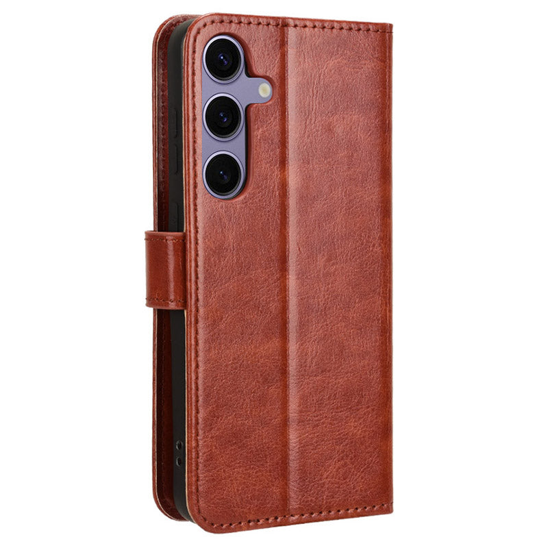 For Samsung Galaxy S24+ Crazy Horse Pattern Leather Case Wallet Stand Phone Cover - Brown