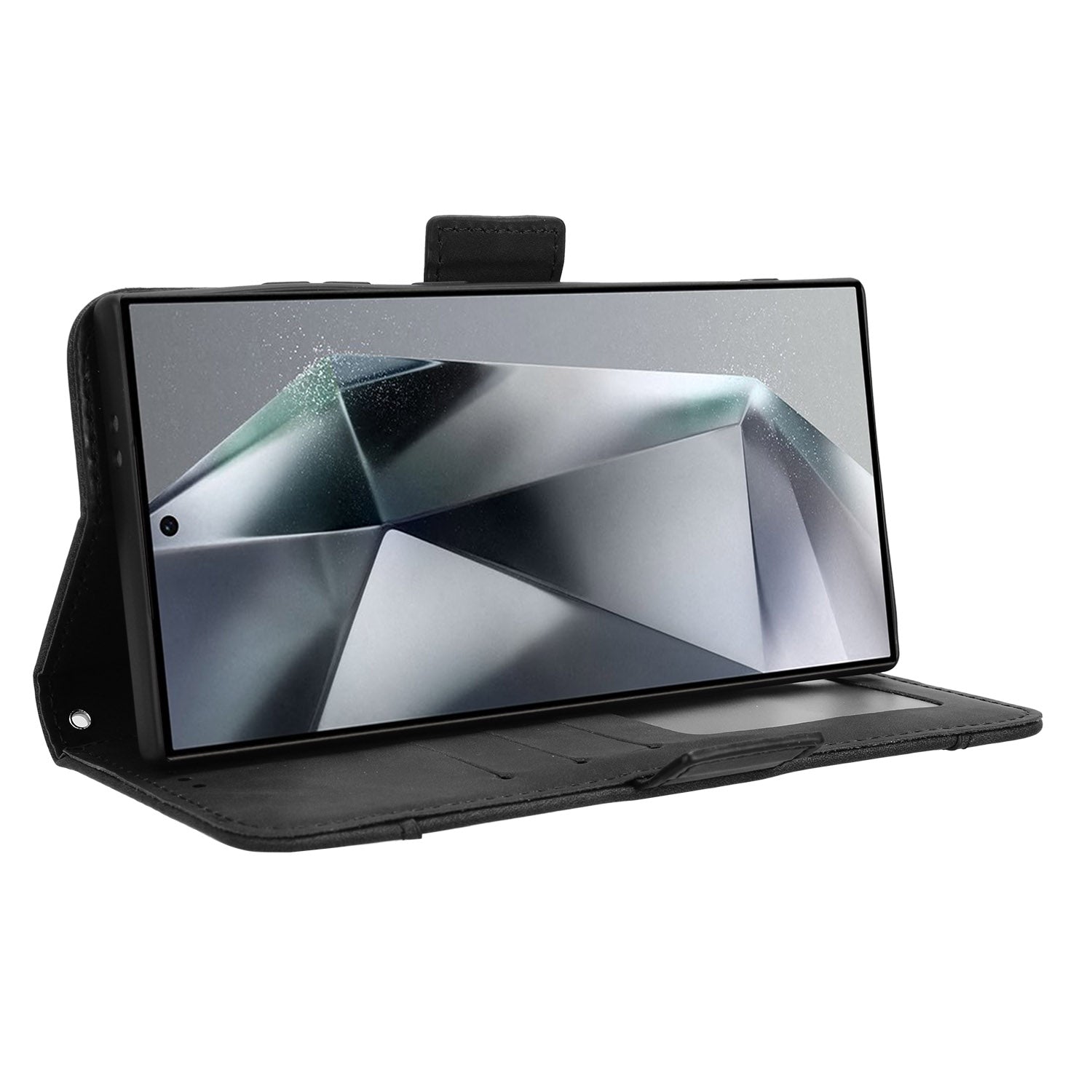 For Samsung Galaxy S24 Ultra Leather Case Multiple Card Slots Wallet Phone Cover - Black