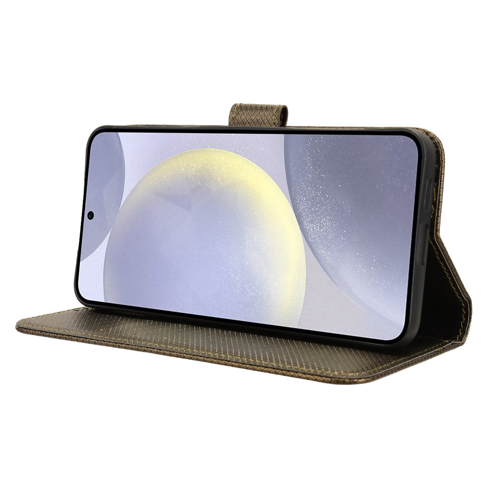 For Samsung Galaxy S24 Diamond Texture Leather Case Phone Wallet Stand - Brown