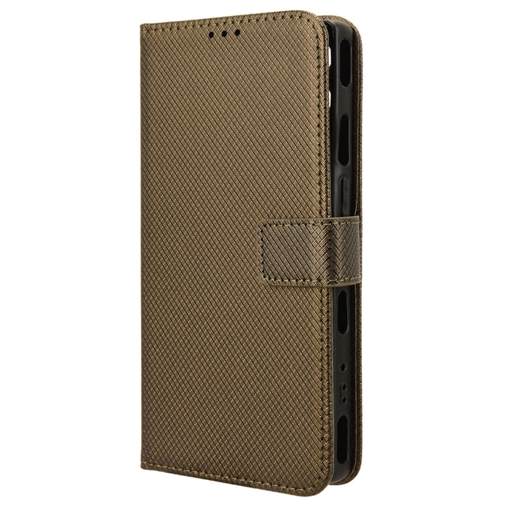 For Samsung Galaxy S24 Diamond Texture Leather Case Phone Wallet Stand - Brown