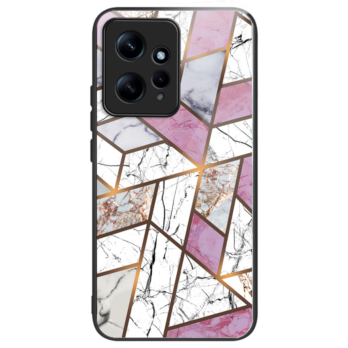 For Xiaomi Redmi Note 12 4G Tempered Glass+PC+TPU Phone Case Marble Pattern Printing - Style A