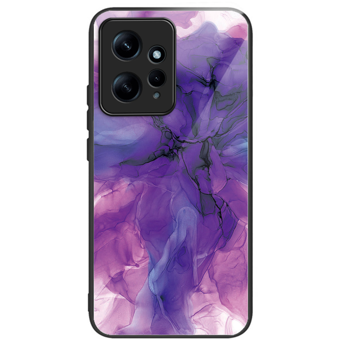For Xiaomi Redmi Note 12 4G Tempered Glass+PC+TPU Phone Case Marble Pattern Printing - Style A