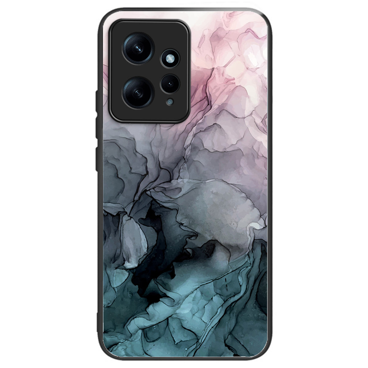 For Xiaomi Redmi Note 12 4G Tempered Glass+PC+TPU Phone Case Marble Pattern Printing - Style A
