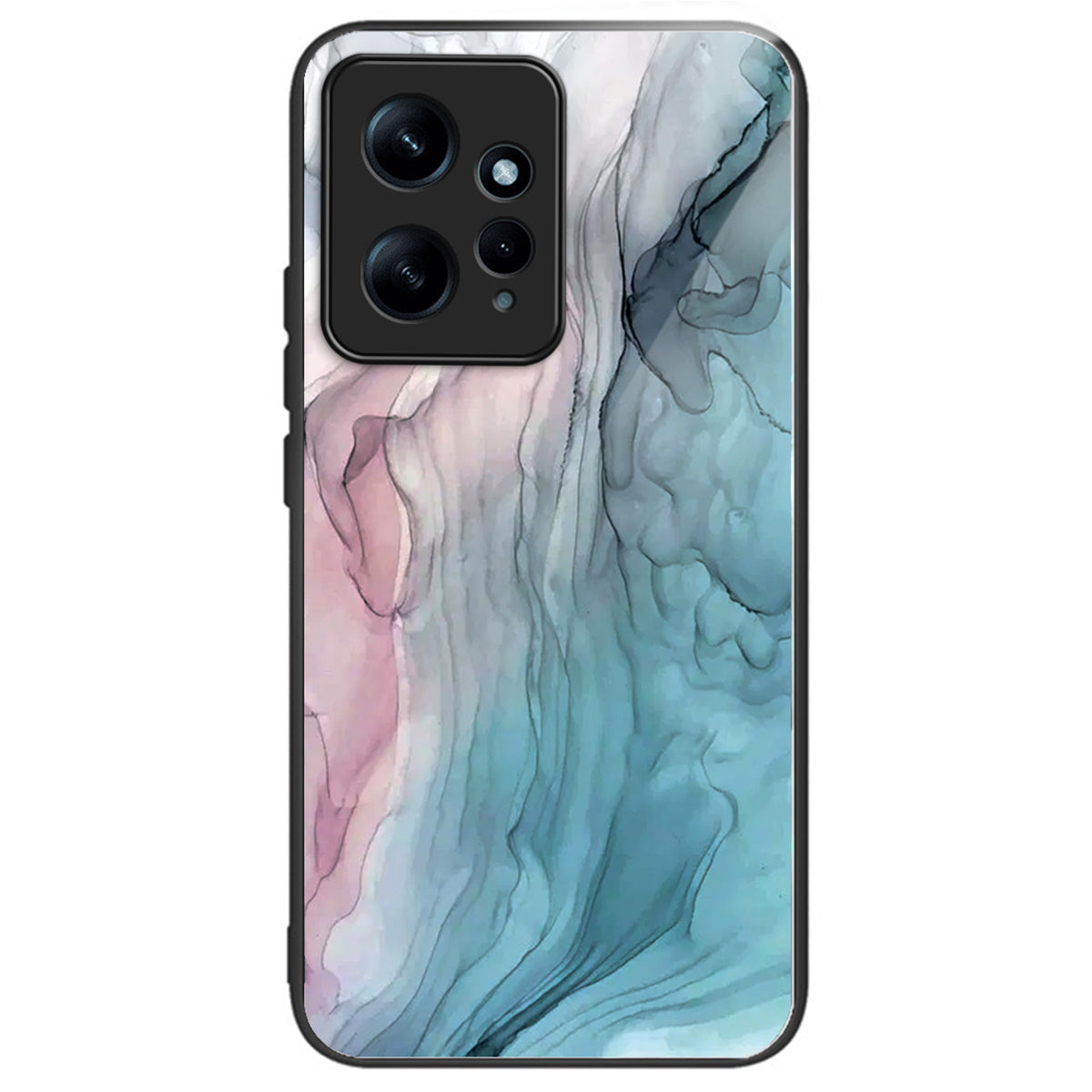 For Xiaomi Redmi Note 12 4G Tempered Glass+PC+TPU Phone Case Marble Pattern Printing - Style A