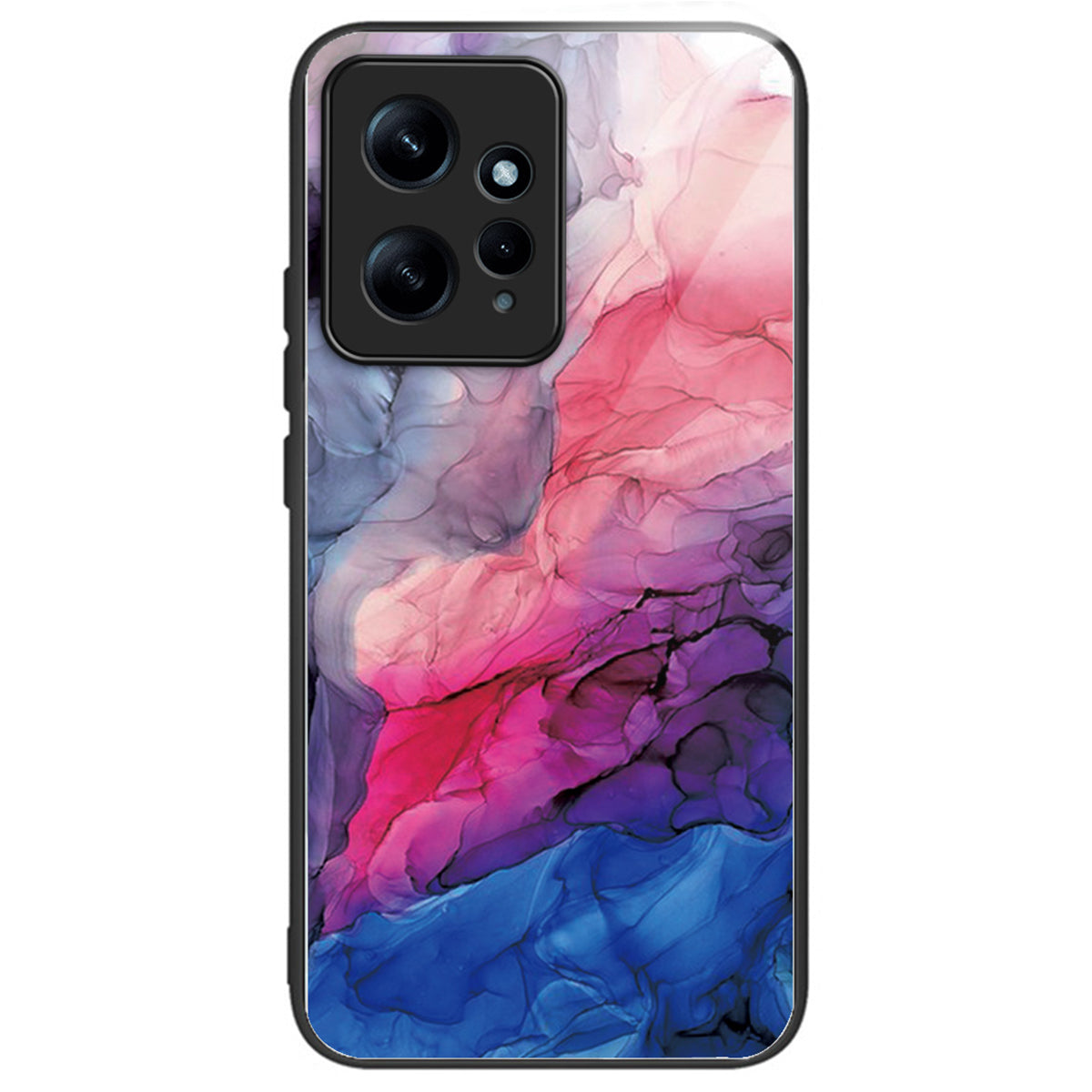 For Xiaomi Redmi Note 12 4G Tempered Glass+PC+TPU Phone Case Marble Pattern Printing - Style A