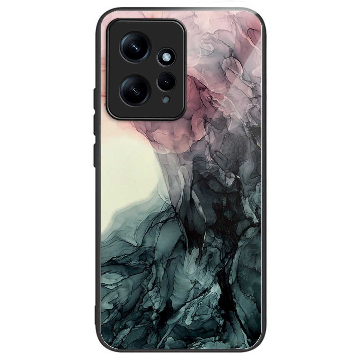 For Xiaomi Redmi Note 12 4G Tempered Glass+PC+TPU Phone Case Marble Pattern Printing - Style A