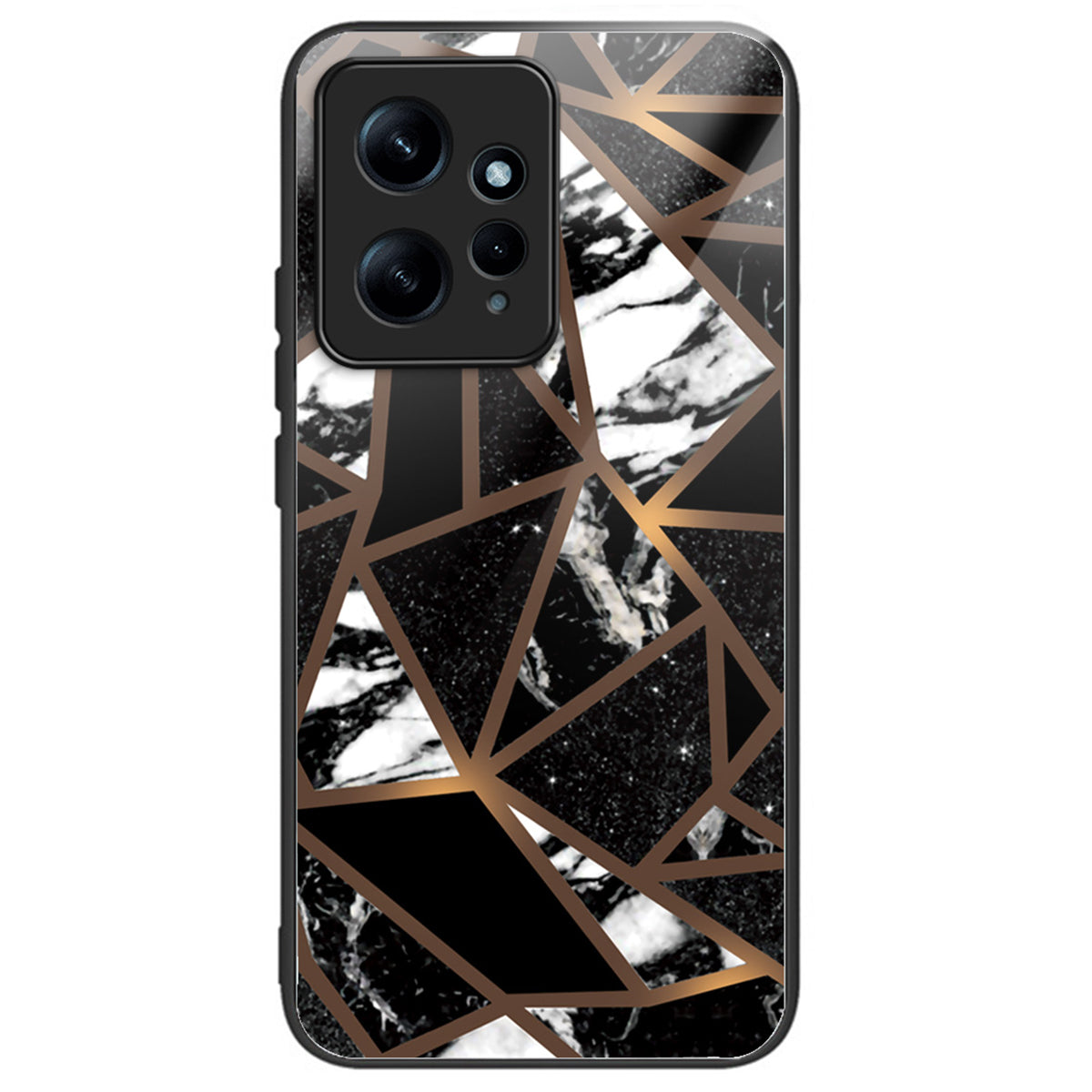 For Xiaomi Redmi Note 12 4G Tempered Glass+PC+TPU Phone Case Marble Pattern Printing - Style A