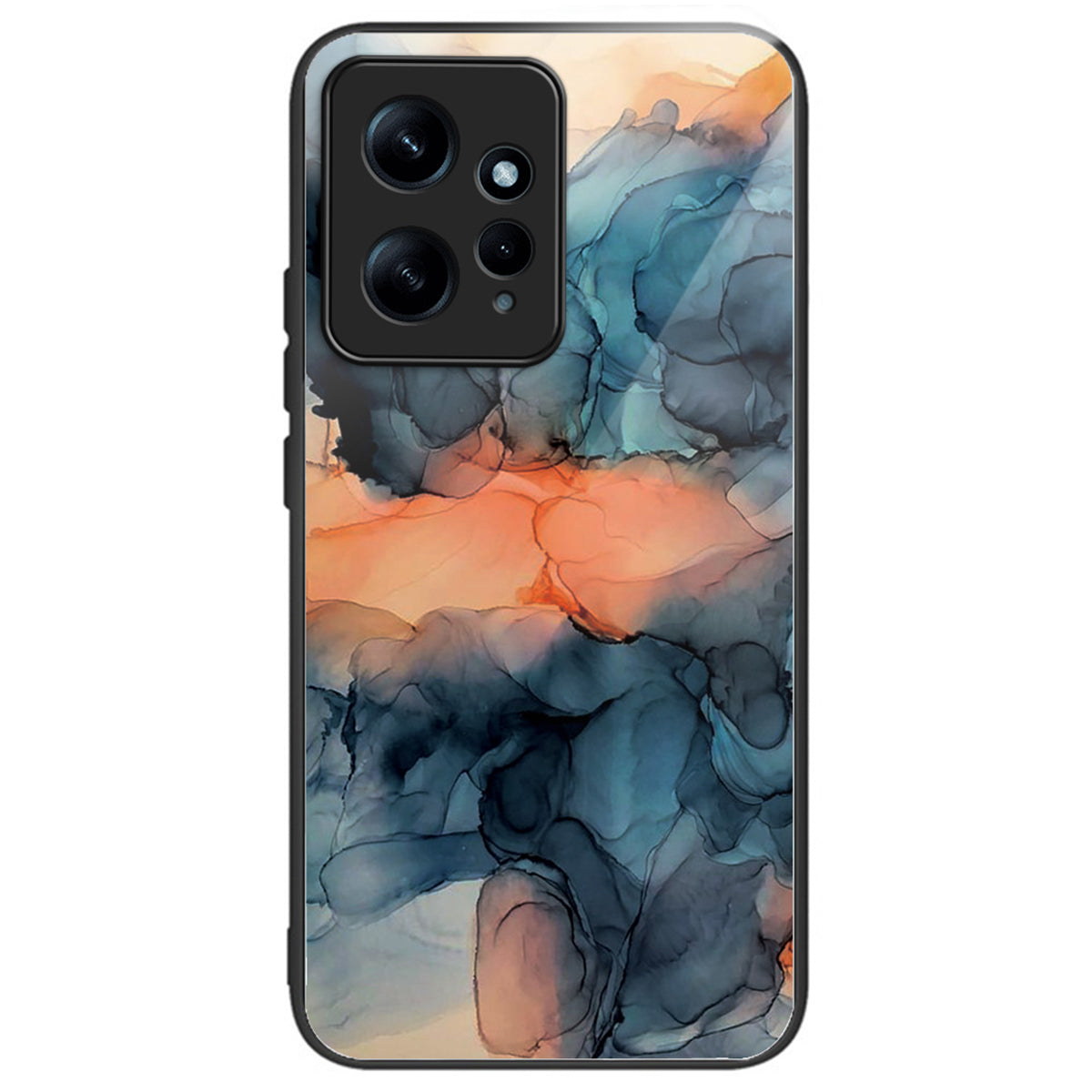 For Xiaomi Redmi Note 12 4G Tempered Glass+PC+TPU Phone Case Marble Pattern Printing - Style A