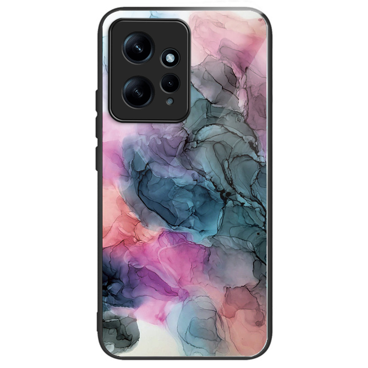 For Xiaomi Redmi Note 12 4G Tempered Glass+PC+TPU Phone Case Marble Pattern Printing - Style A