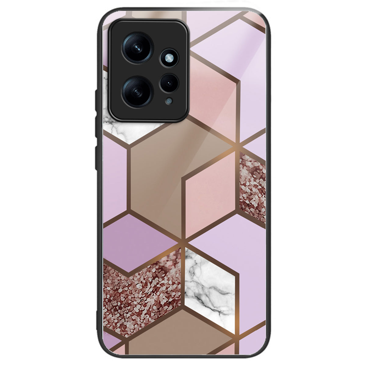 For Xiaomi Redmi Note 12 4G Tempered Glass+PC+TPU Phone Case Marble Pattern Printing - Style A