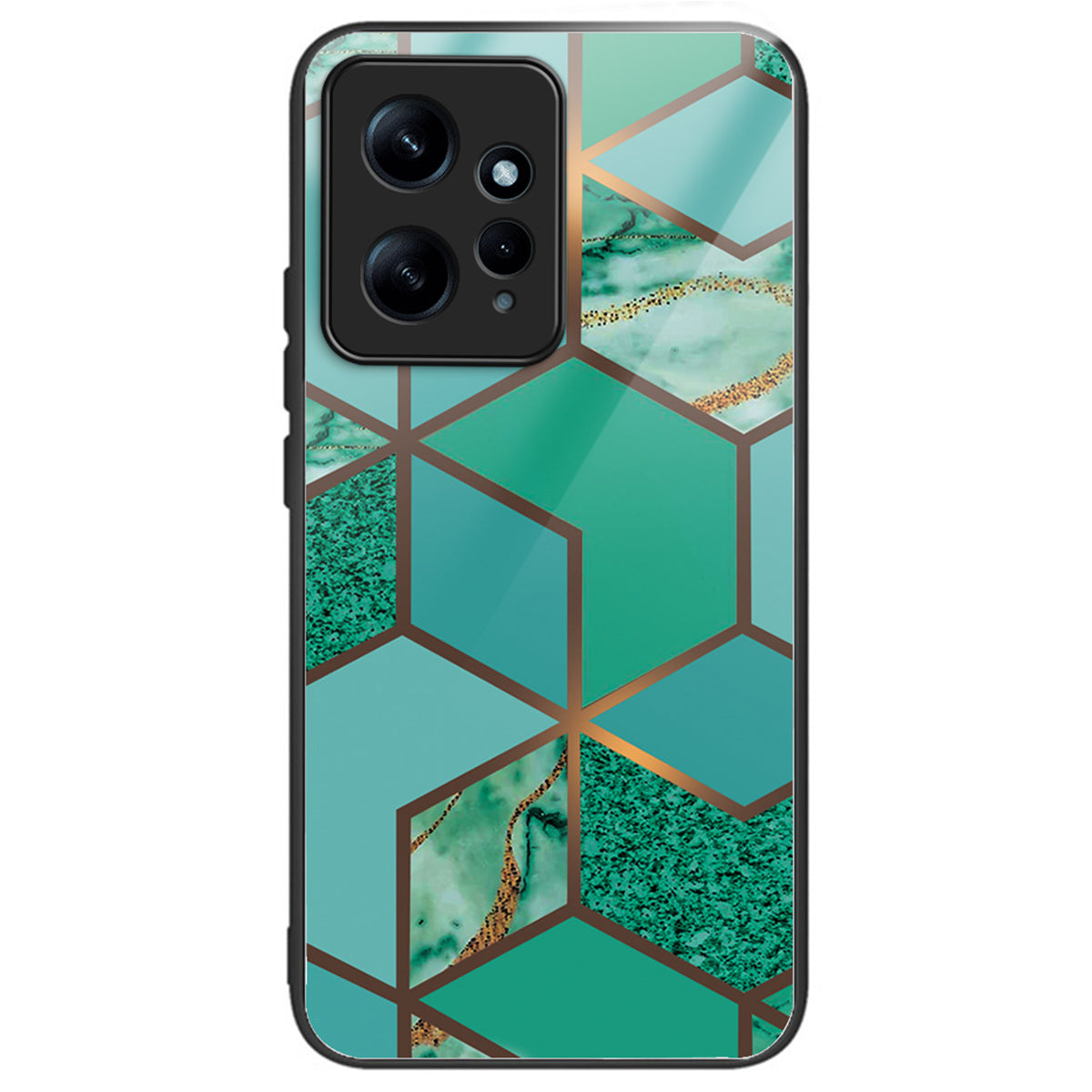 For Xiaomi Redmi Note 12 4G Tempered Glass+PC+TPU Phone Case Marble Pattern Printing - Style A