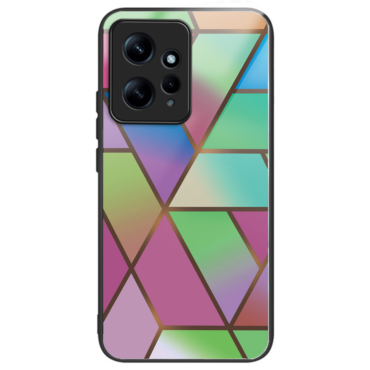 For Xiaomi Redmi Note 12 4G Tempered Glass+PC+TPU Phone Case Marble Pattern Printing - Style A