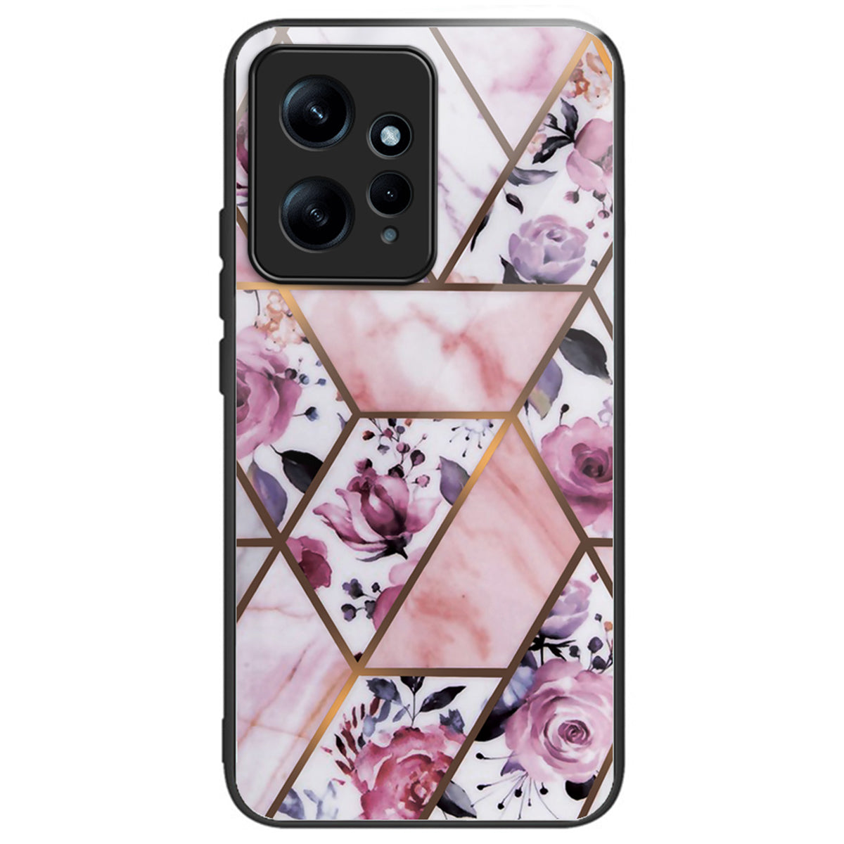 For Xiaomi Redmi Note 12 4G Tempered Glass+PC+TPU Phone Case Marble Pattern Printing - Style A