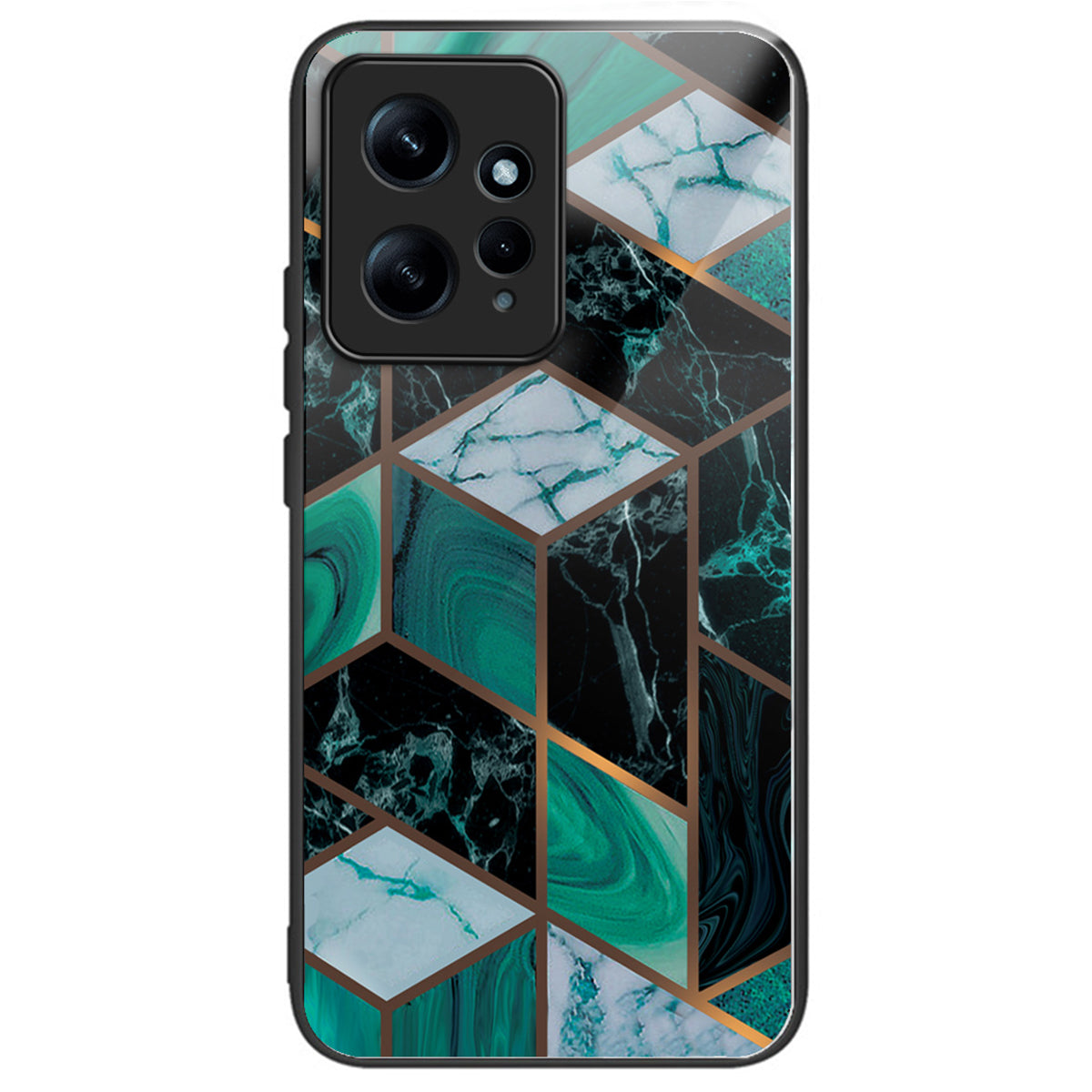 For Xiaomi Redmi Note 12 4G Tempered Glass+PC+TPU Phone Case Marble Pattern Printing - Style A