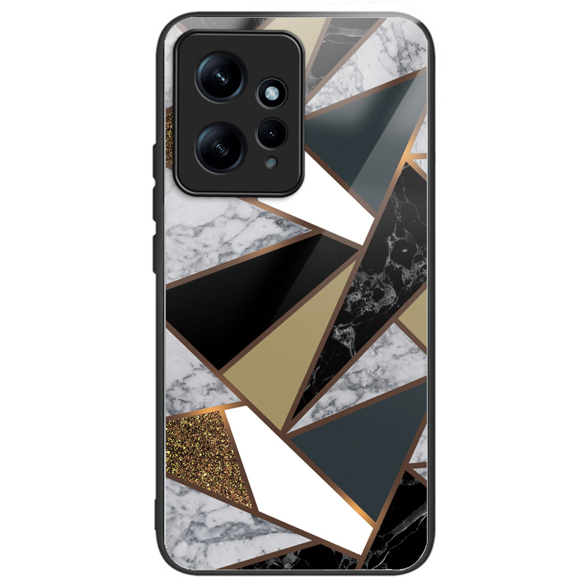 For Xiaomi Redmi Note 12 4G Tempered Glass+PC+TPU Phone Case Marble Pattern Printing - Style A
