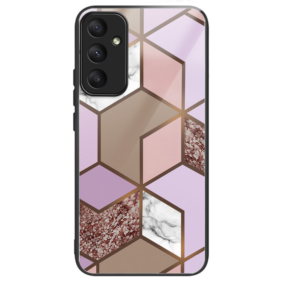 For Samsung Galaxy A35 5G Tempered Glass Back Phone Case Marble Pattern Printing - Style A