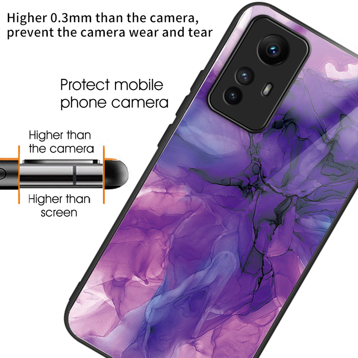 For Xiaomi Redmi Note 12S 4G Phone Case TPU Frame Tempered Glass+PC Back Cover - Style A