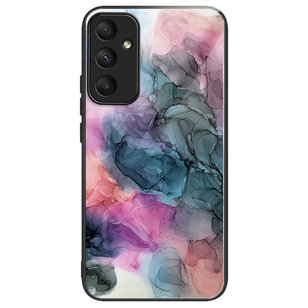 For Samsung Galaxy A55 5G Tempered Glass+PC+TPU Case Marble Pattern Phone Cover - Style A