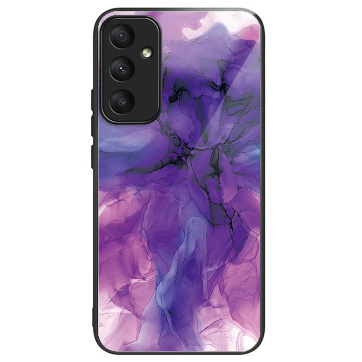 For Samsung Galaxy A55 5G Tempered Glass+PC+TPU Case Marble Pattern Phone Cover - Style A