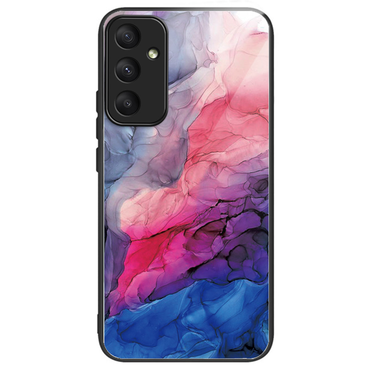 For Samsung Galaxy A55 5G Tempered Glass+PC+TPU Case Marble Pattern Phone Cover - Style A