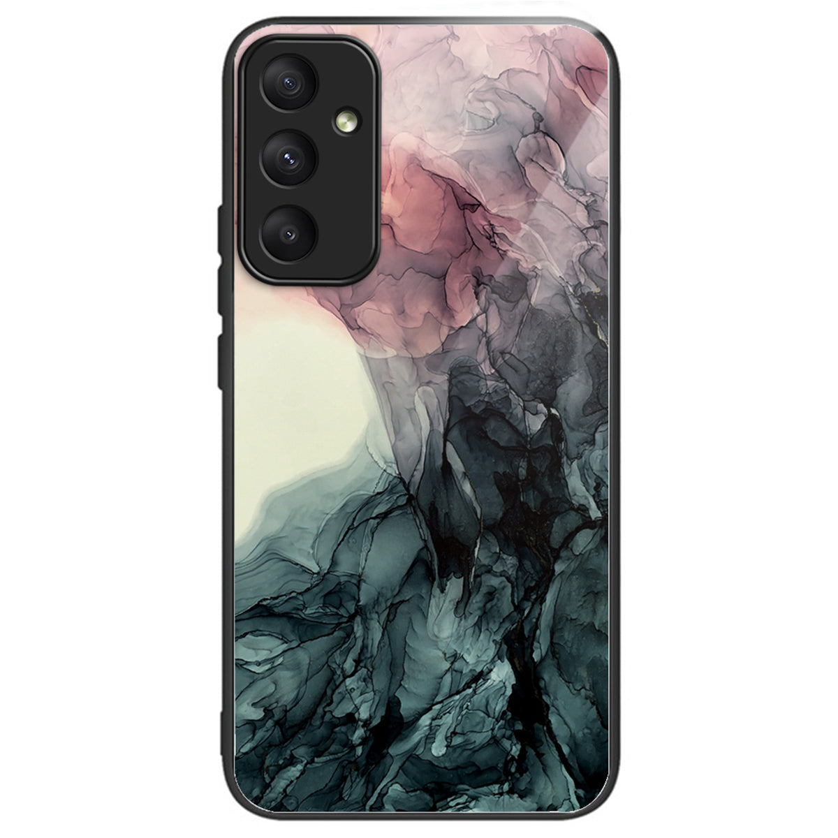 For Samsung Galaxy A55 5G Tempered Glass+PC+TPU Case Marble Pattern Phone Cover - Style A