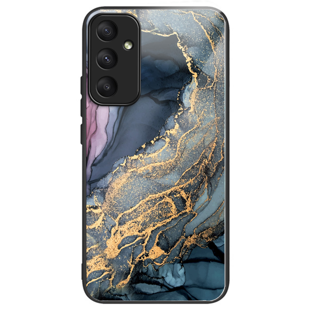 For Samsung Galaxy A55 5G Tempered Glass+PC+TPU Case Marble Pattern Phone Cover - Style A