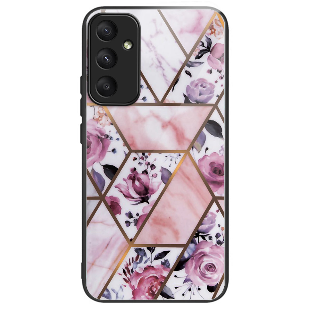 For Samsung Galaxy A55 5G Tempered Glass+PC+TPU Case Marble Pattern Phone Cover - Style A