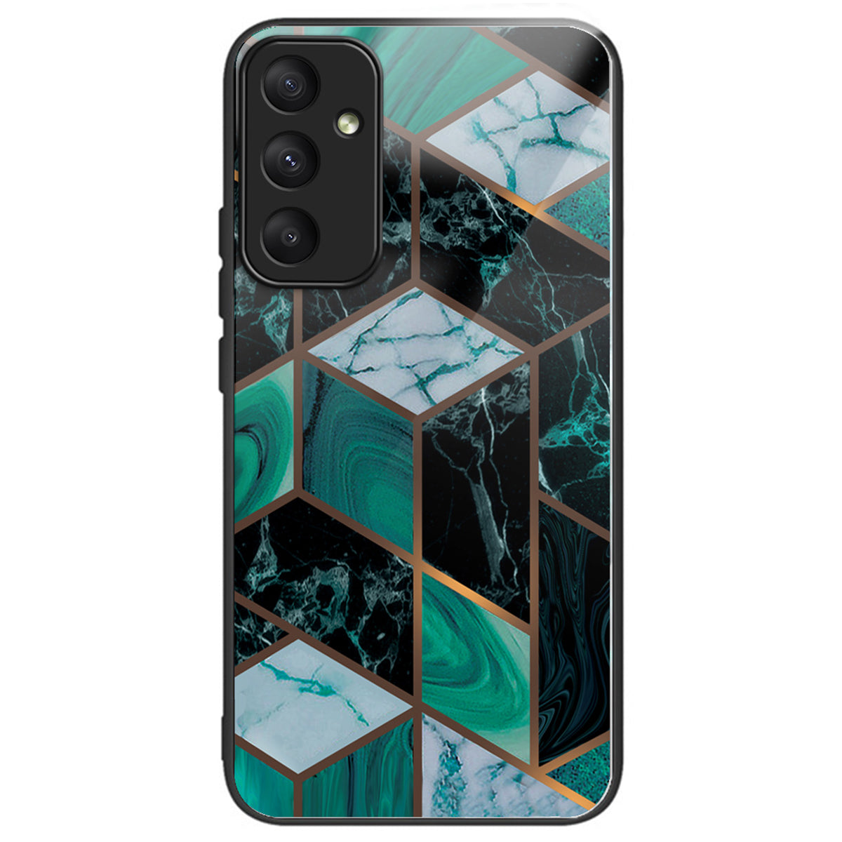 For Samsung Galaxy A55 5G Tempered Glass+PC+TPU Case Marble Pattern Phone Cover - Style A