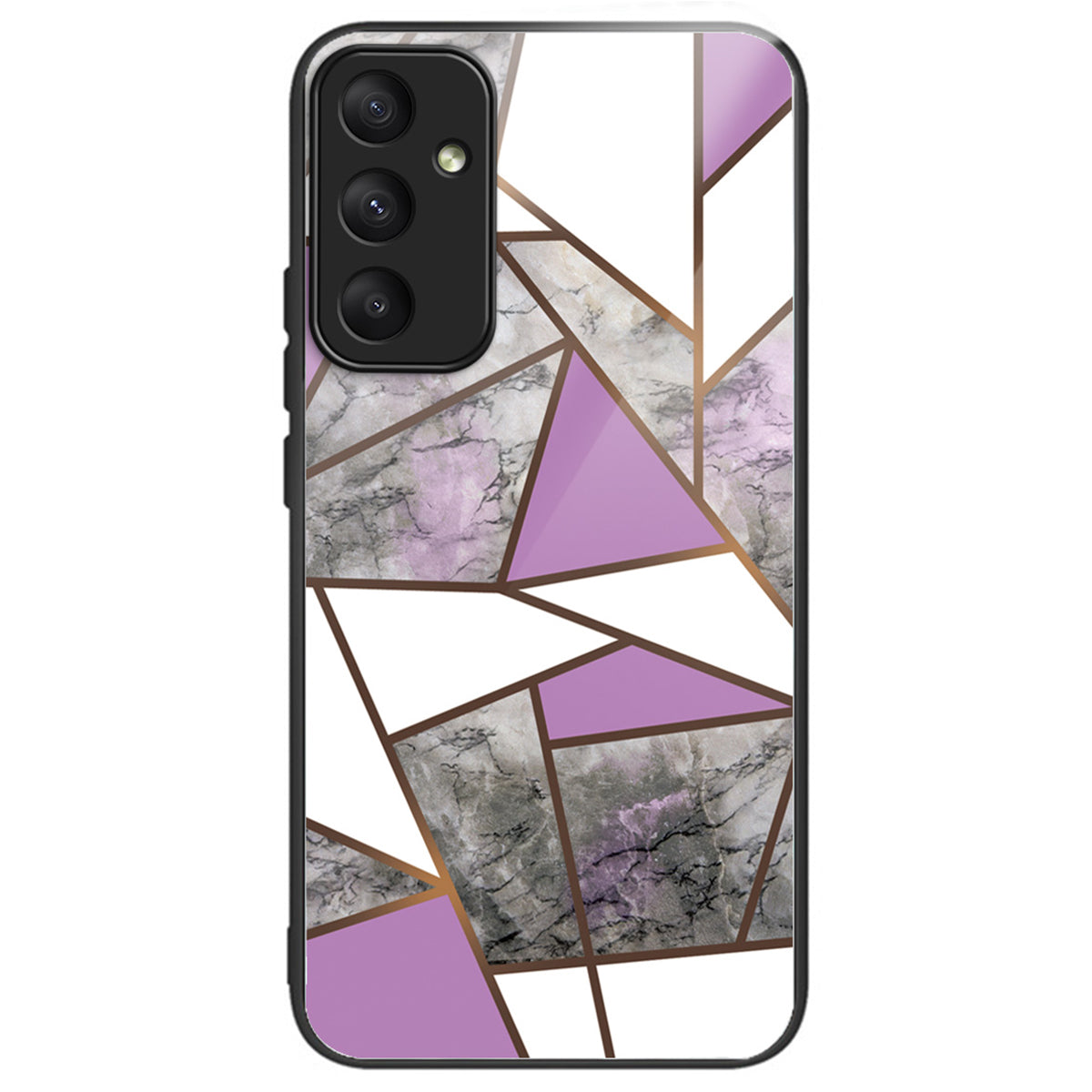 For Samsung Galaxy A55 5G Tempered Glass+PC+TPU Case Marble Pattern Phone Cover - Style A