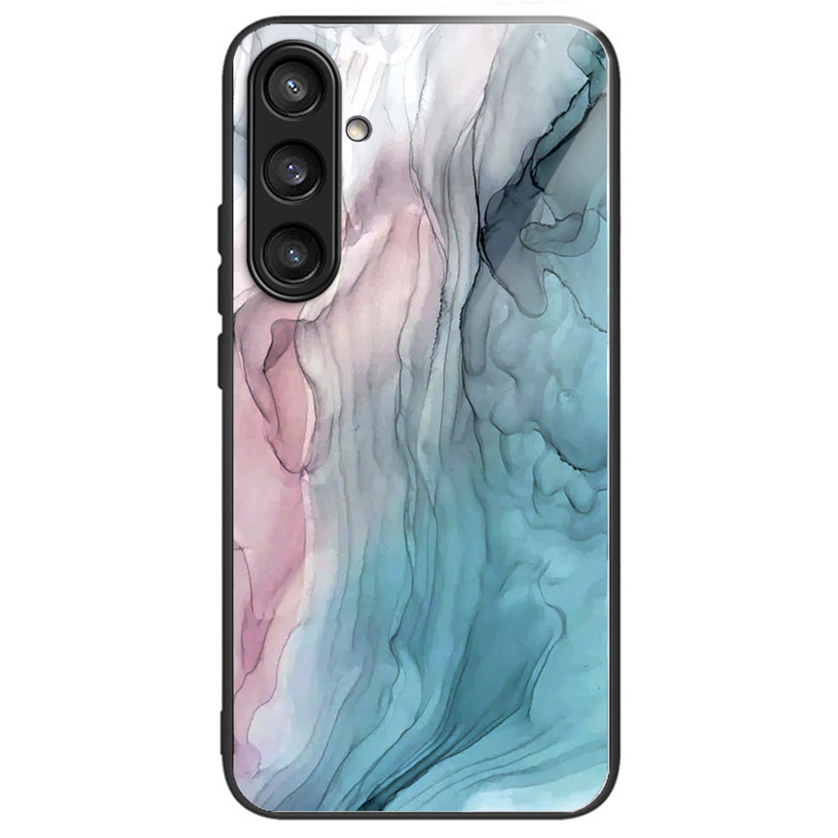 For Samsung Galaxy S24 Case Marble Pattern Tempered Glass+PC+TPU Phone Cover - Style A