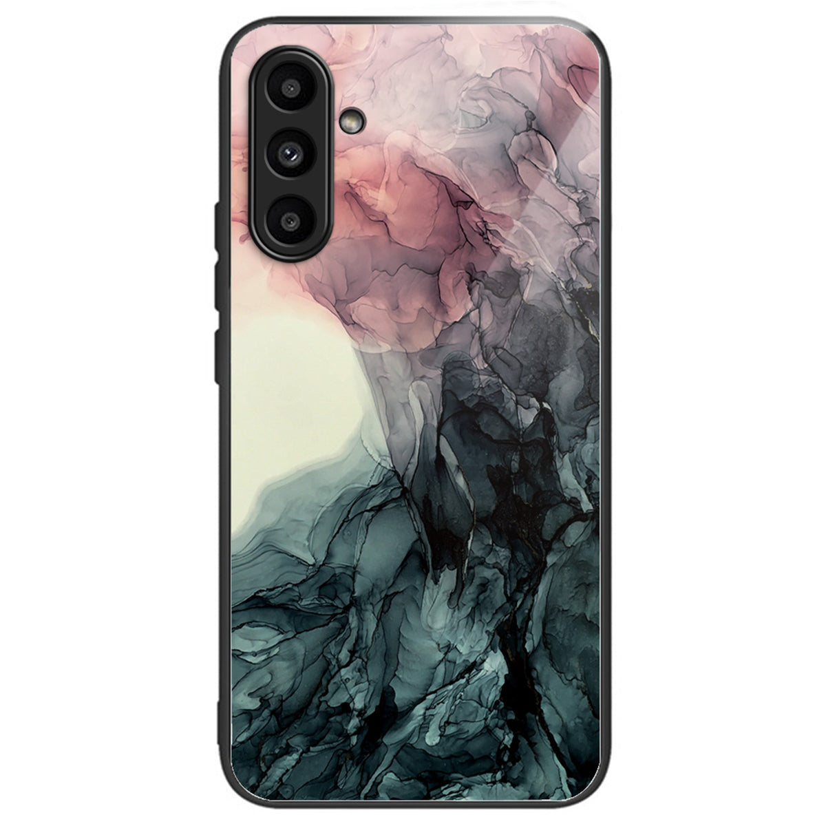 For Samsung Galaxy A34 5G Phone Case Marble Pattern Tempered Glass+PC+TPU Cover - Style A
