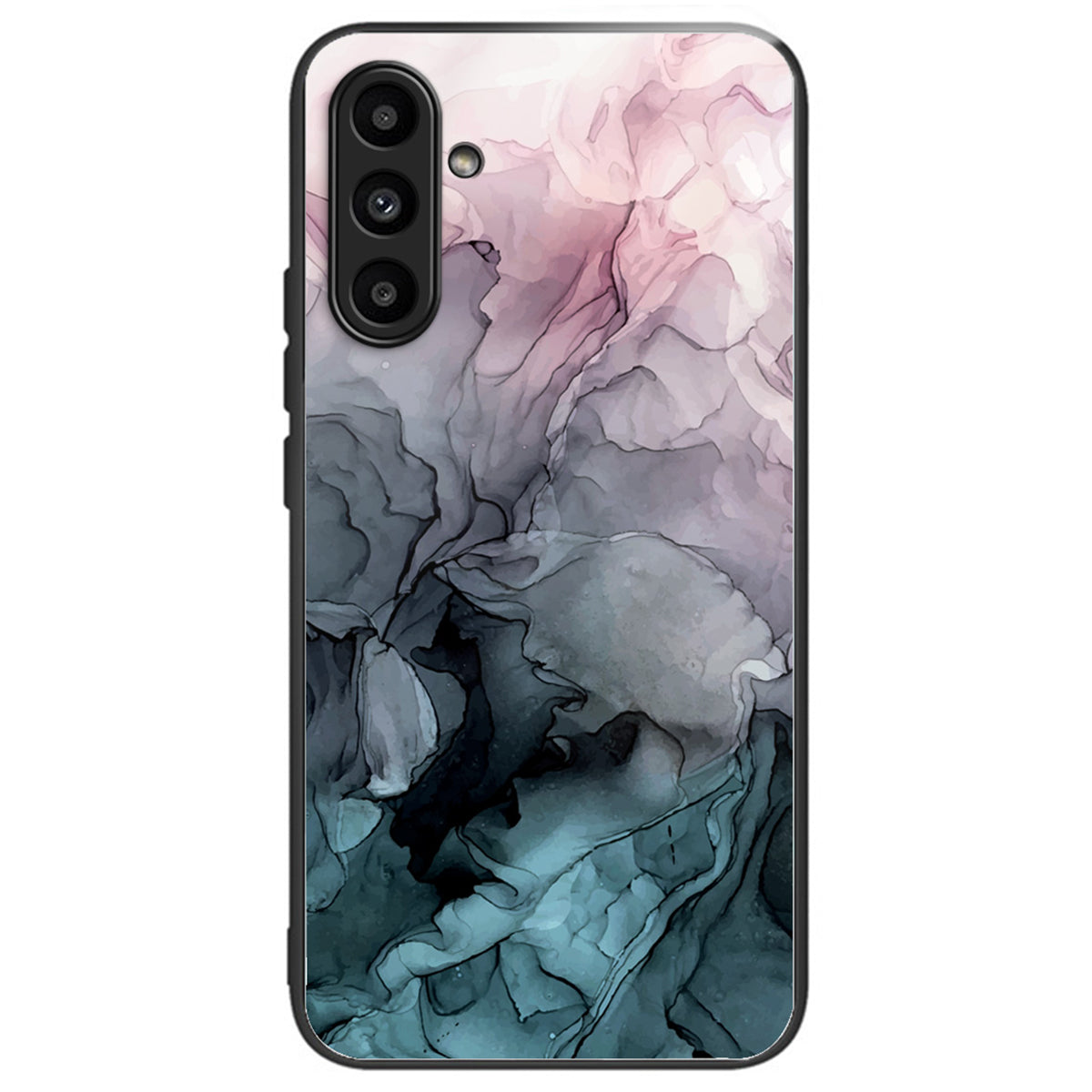 For Samsung Galaxy A34 5G Phone Case Marble Pattern Tempered Glass+PC+TPU Cover - Style A