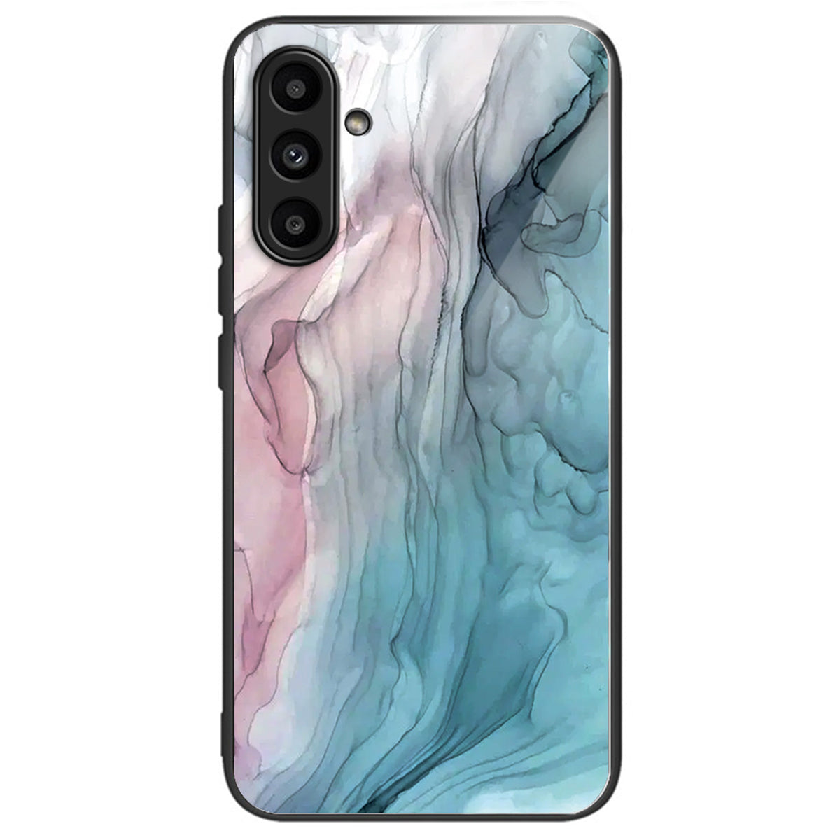 For Samsung Galaxy A34 5G Phone Case Marble Pattern Tempered Glass+PC+TPU Cover - Style A