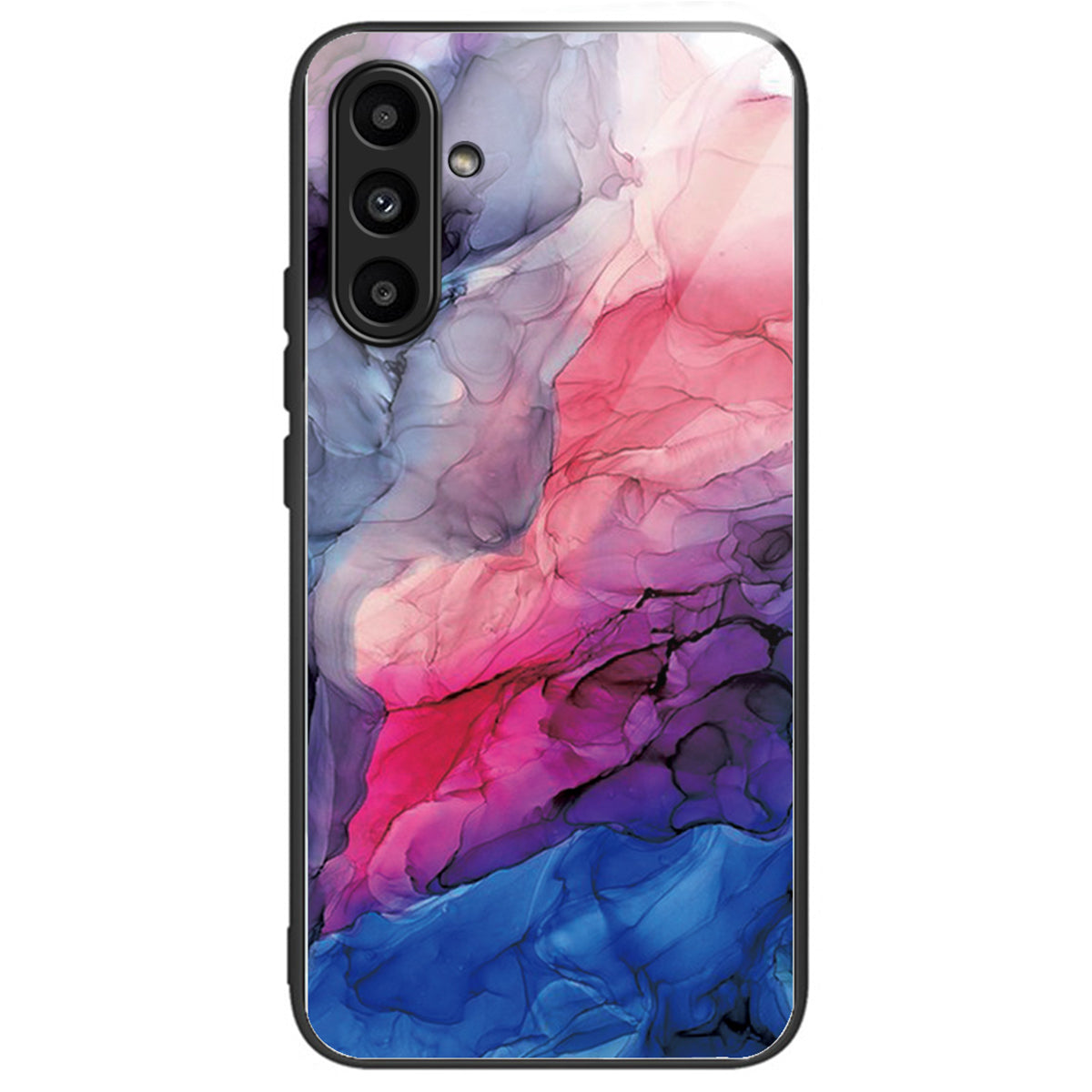 For Samsung Galaxy A34 5G Phone Case Marble Pattern Tempered Glass+PC+TPU Cover - Style A