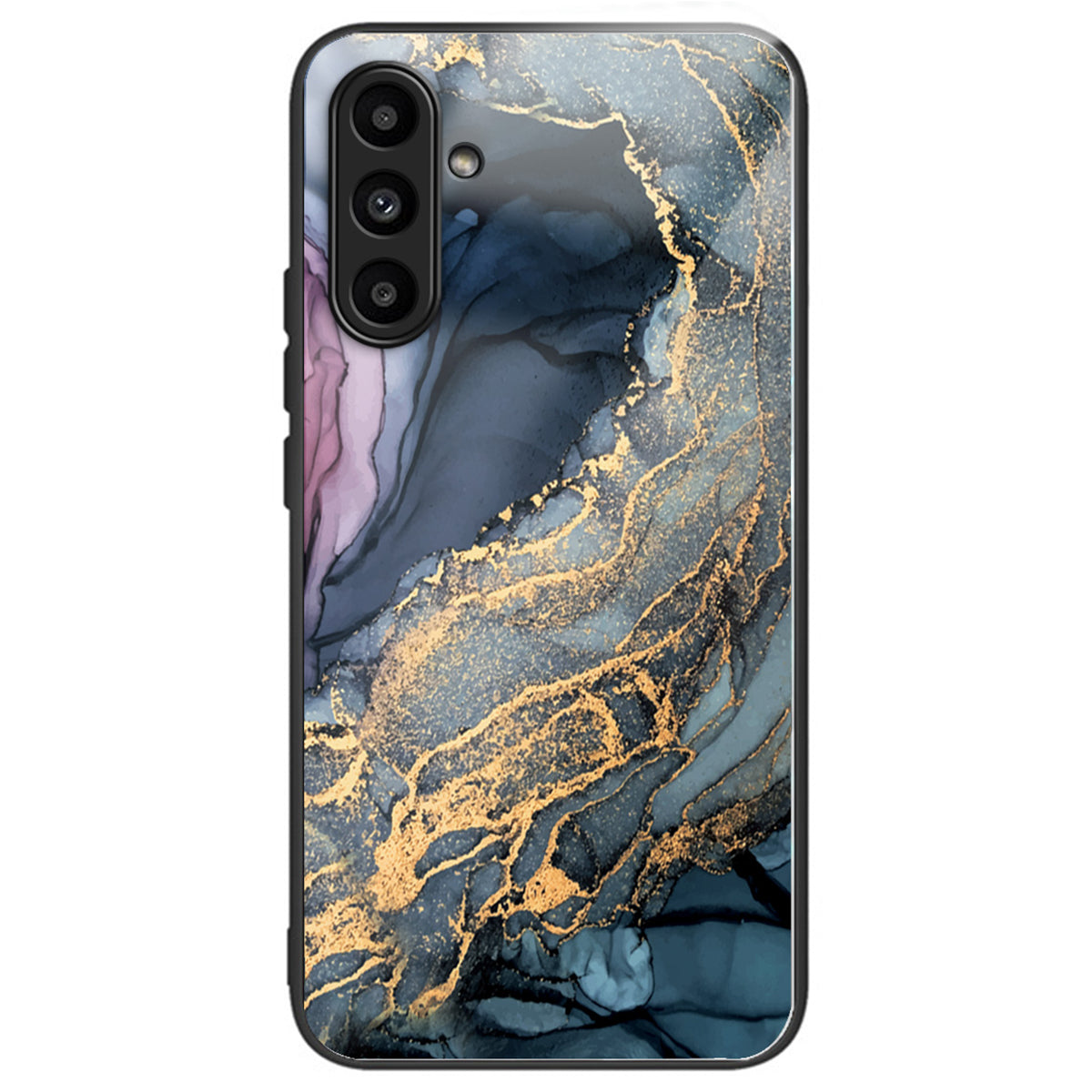 For Samsung Galaxy A34 5G Phone Case Marble Pattern Tempered Glass+PC+TPU Cover - Style A