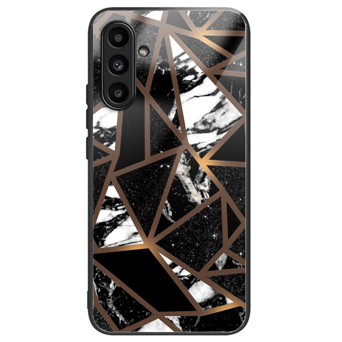 For Samsung Galaxy A34 5G Phone Case Marble Pattern Tempered Glass+PC+TPU Cover - Style A
