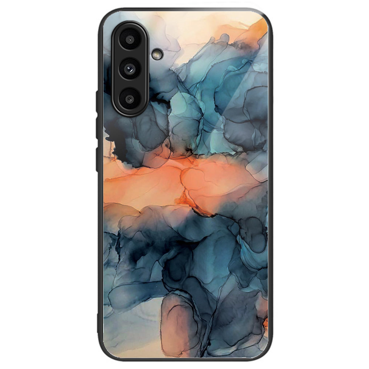 For Samsung Galaxy A34 5G Phone Case Marble Pattern Tempered Glass+PC+TPU Cover - Style A