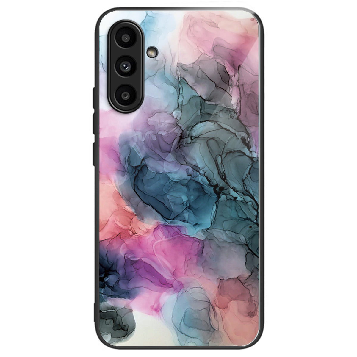 For Samsung Galaxy A34 5G Phone Case Marble Pattern Tempered Glass+PC+TPU Cover - Style A