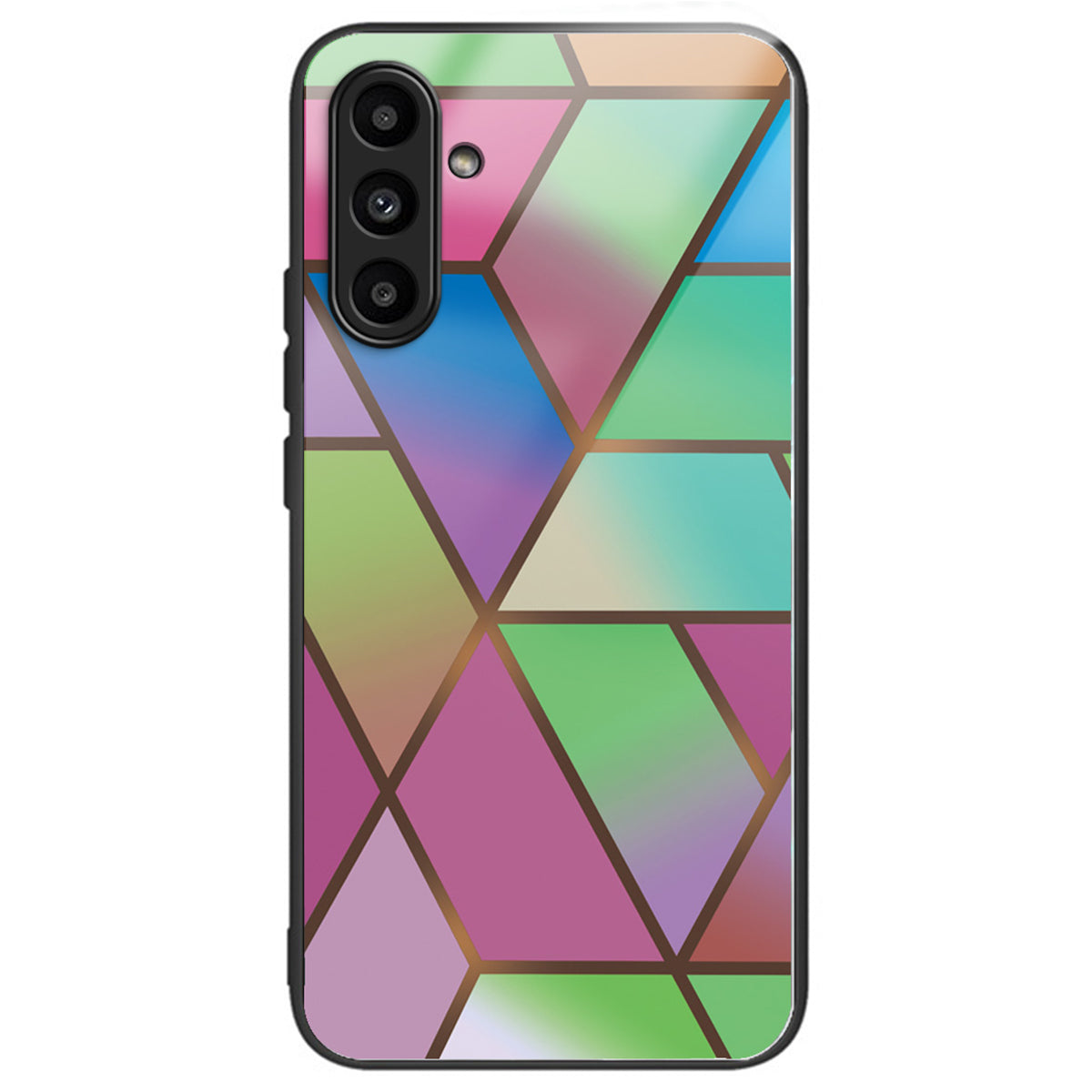 For Samsung Galaxy A34 5G Phone Case Marble Pattern Tempered Glass+PC+TPU Cover - Style A
