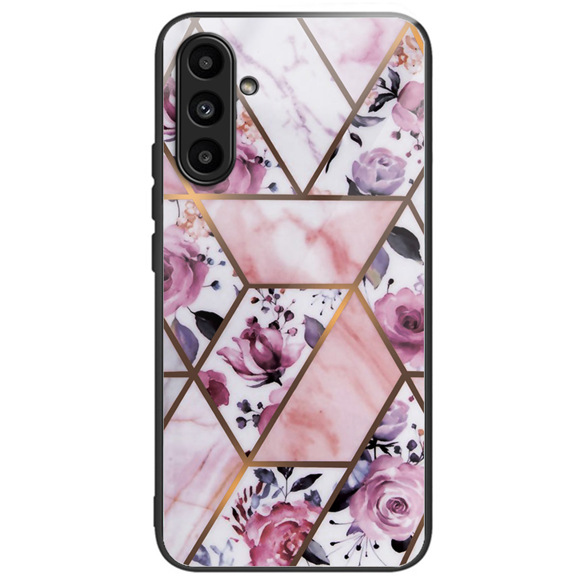 For Samsung Galaxy A34 5G Phone Case Marble Pattern Tempered Glass+PC+TPU Cover - Style A