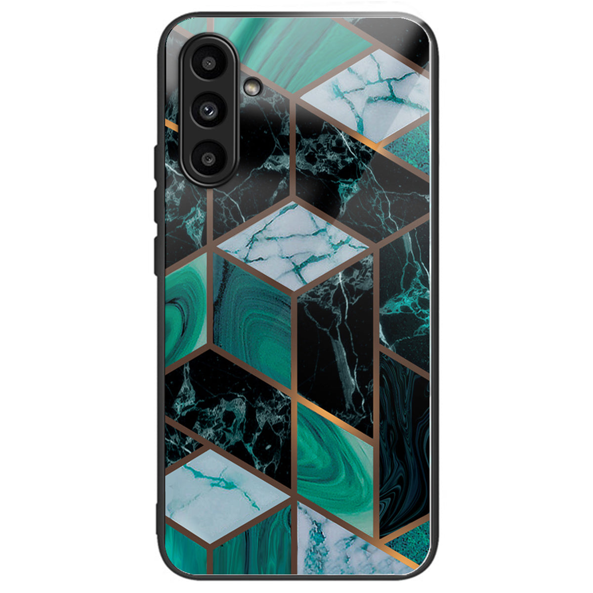 For Samsung Galaxy A34 5G Phone Case Marble Pattern Tempered Glass+PC+TPU Cover - Style A