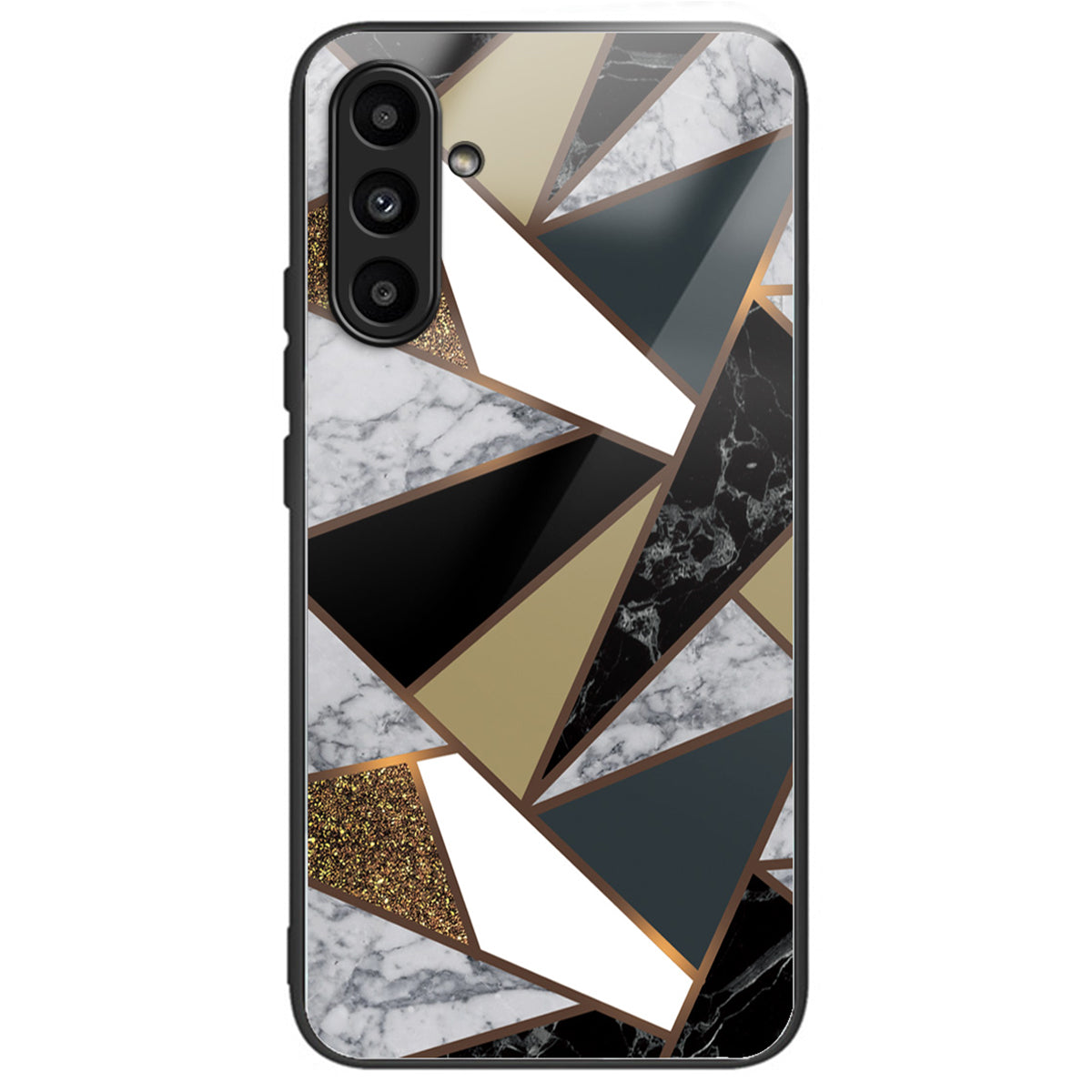 For Samsung Galaxy A34 5G Phone Case Marble Pattern Tempered Glass+PC+TPU Cover - Style A