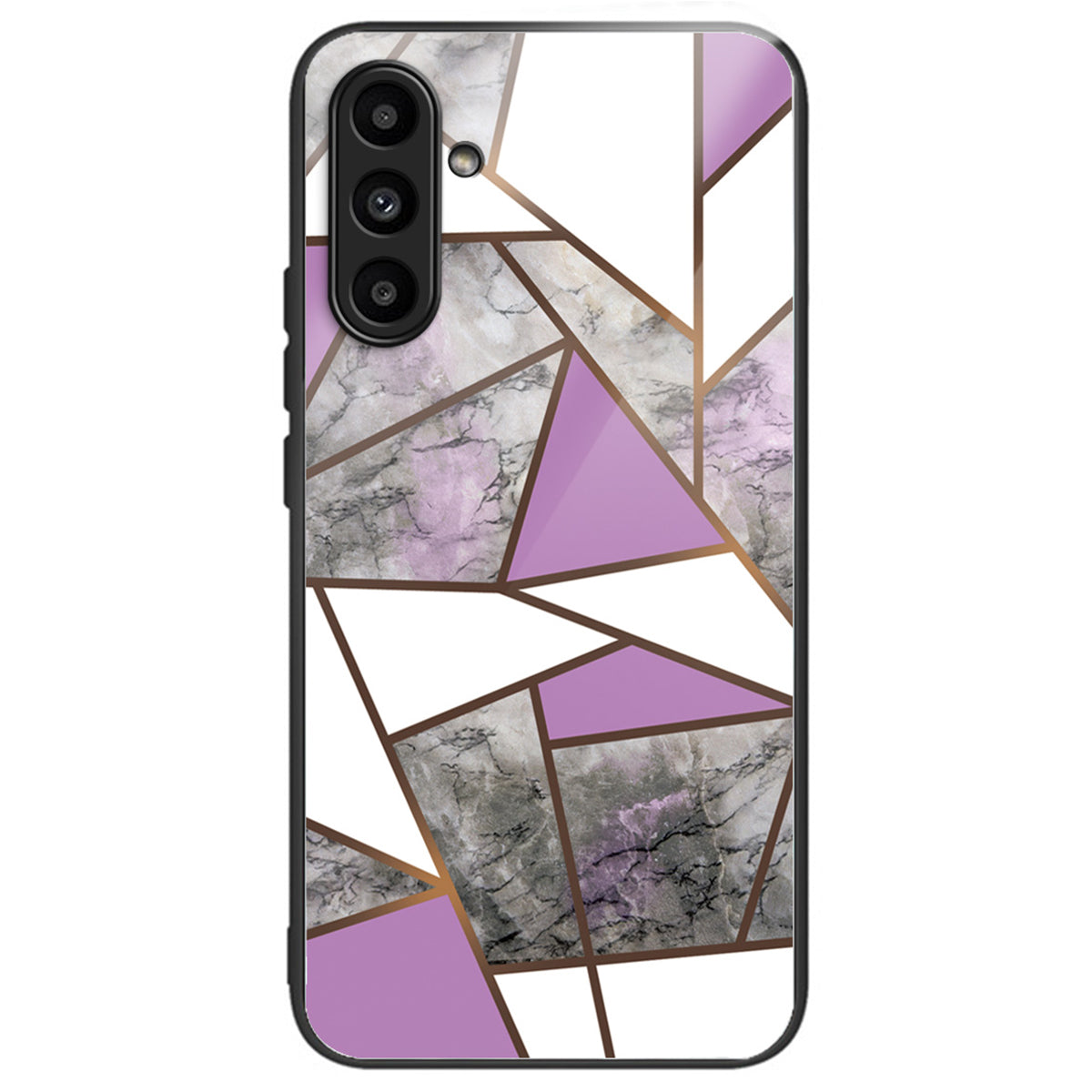 For Samsung Galaxy A34 5G Phone Case Marble Pattern Tempered Glass+PC+TPU Cover - Style A