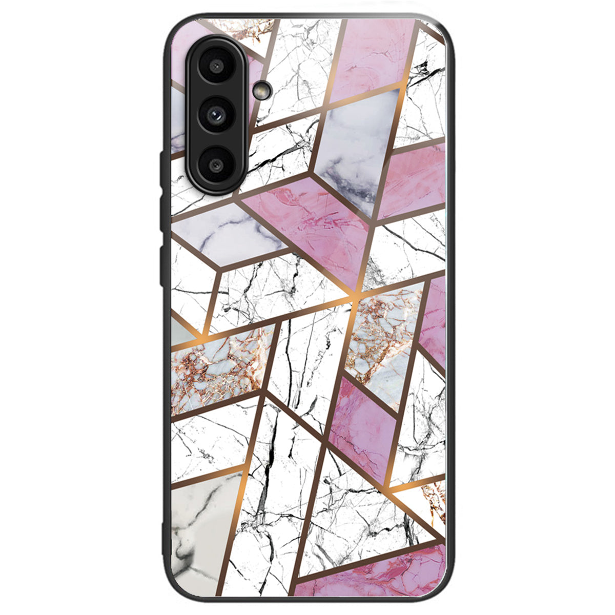 For Samsung Galaxy A34 5G Phone Case Marble Pattern Tempered Glass+PC+TPU Cover - Style A