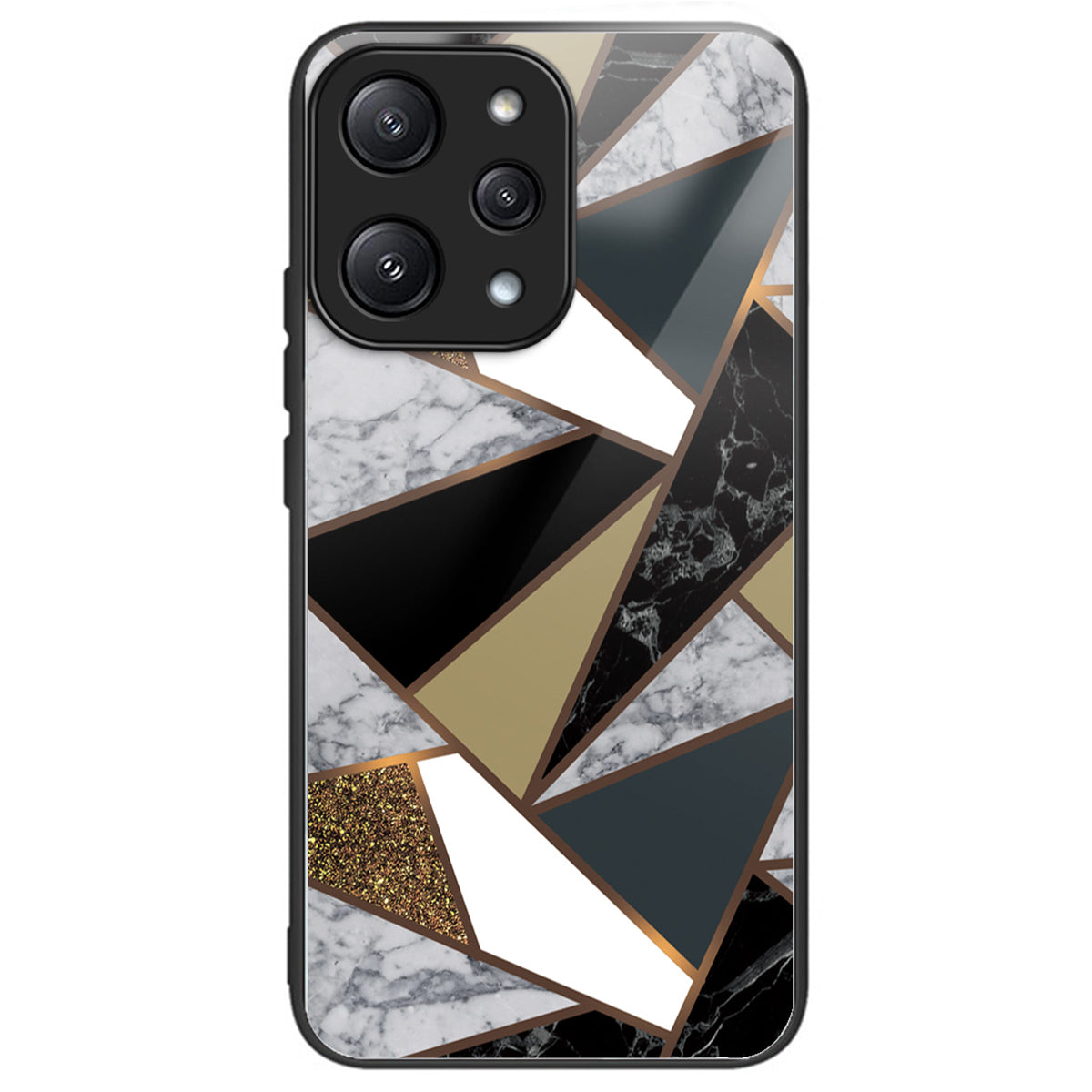 For Xiaomi Redmi 12 5G (Global) / Poco M6 Pro 5G Phone Case Marble Pattern Tempered Glass Back Cover - Style A