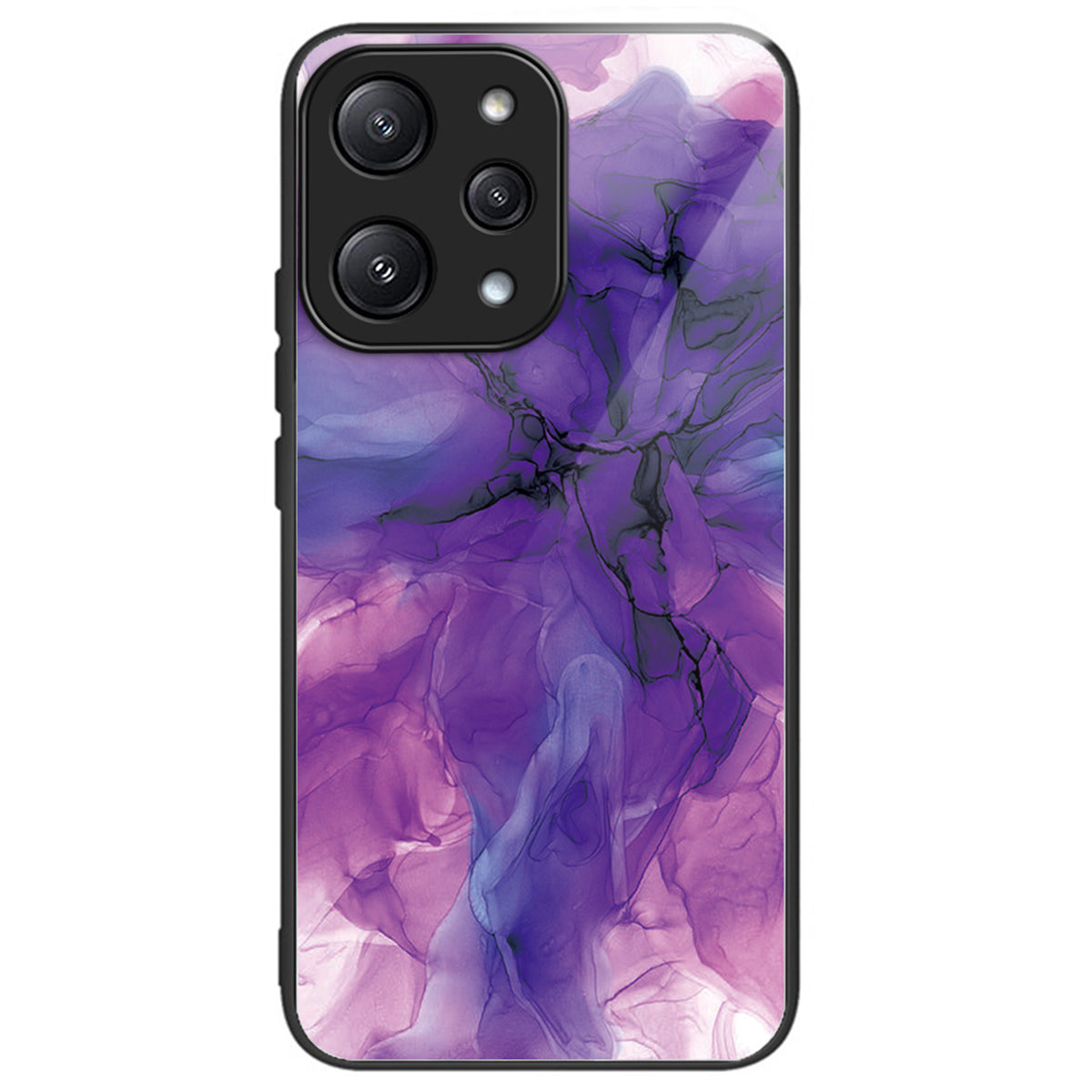For Xiaomi Redmi 12 5G (Global) / Poco M6 Pro 5G Phone Case Marble Pattern Tempered Glass Back Cover - Style A