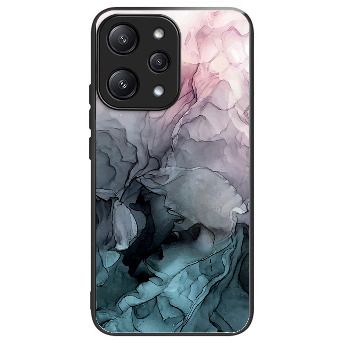 For Xiaomi Redmi 12 5G (Global) / Poco M6 Pro 5G Phone Case Marble Pattern Tempered Glass Back Cover - Style A