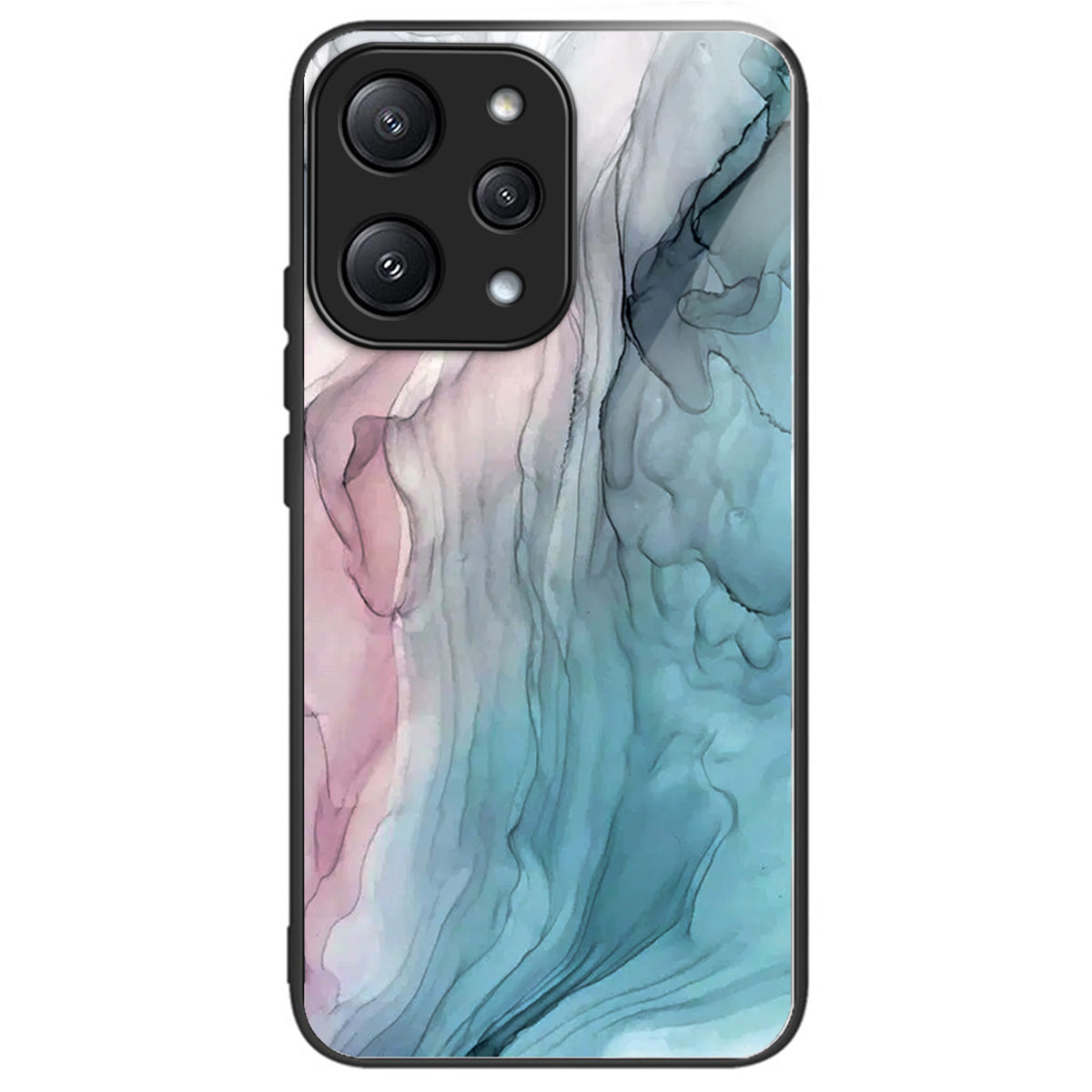 For Xiaomi Redmi 12 5G (Global) / Poco M6 Pro 5G Phone Case Marble Pattern Tempered Glass Back Cover - Style A