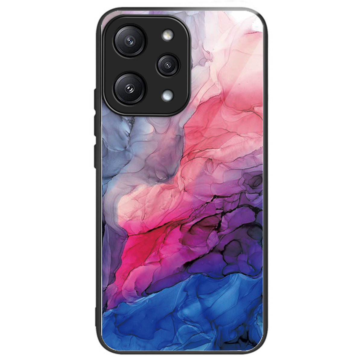 For Xiaomi Redmi 12 5G (Global) / Poco M6 Pro 5G Phone Case Marble Pattern Tempered Glass Back Cover - Style A